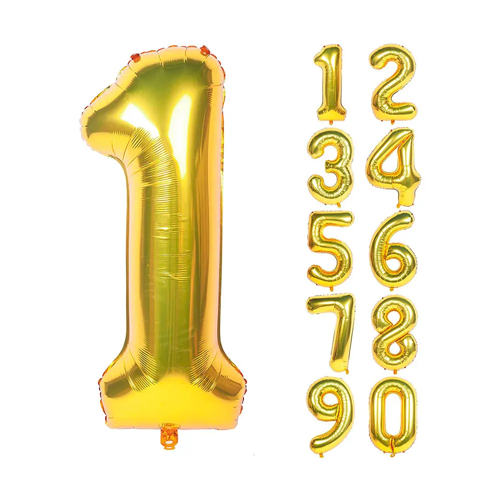 Gold Digit Helium Foil Balloons Large Number Balloon For Party Supplies 16/32/40inch Baby Shower Birthday Party Decorations