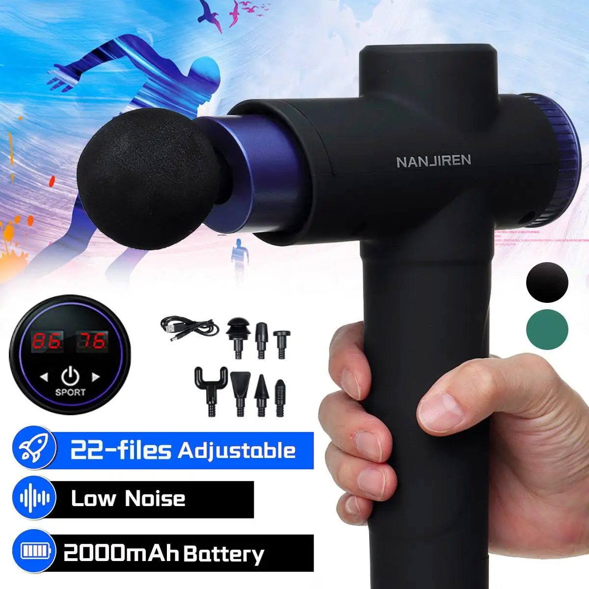 

3200RPM 8 Heads LCD Display Massage Guns Deep Muscle Massager Muscle Pain Body Massage Exercising Relax Shaping Pain Relief USB