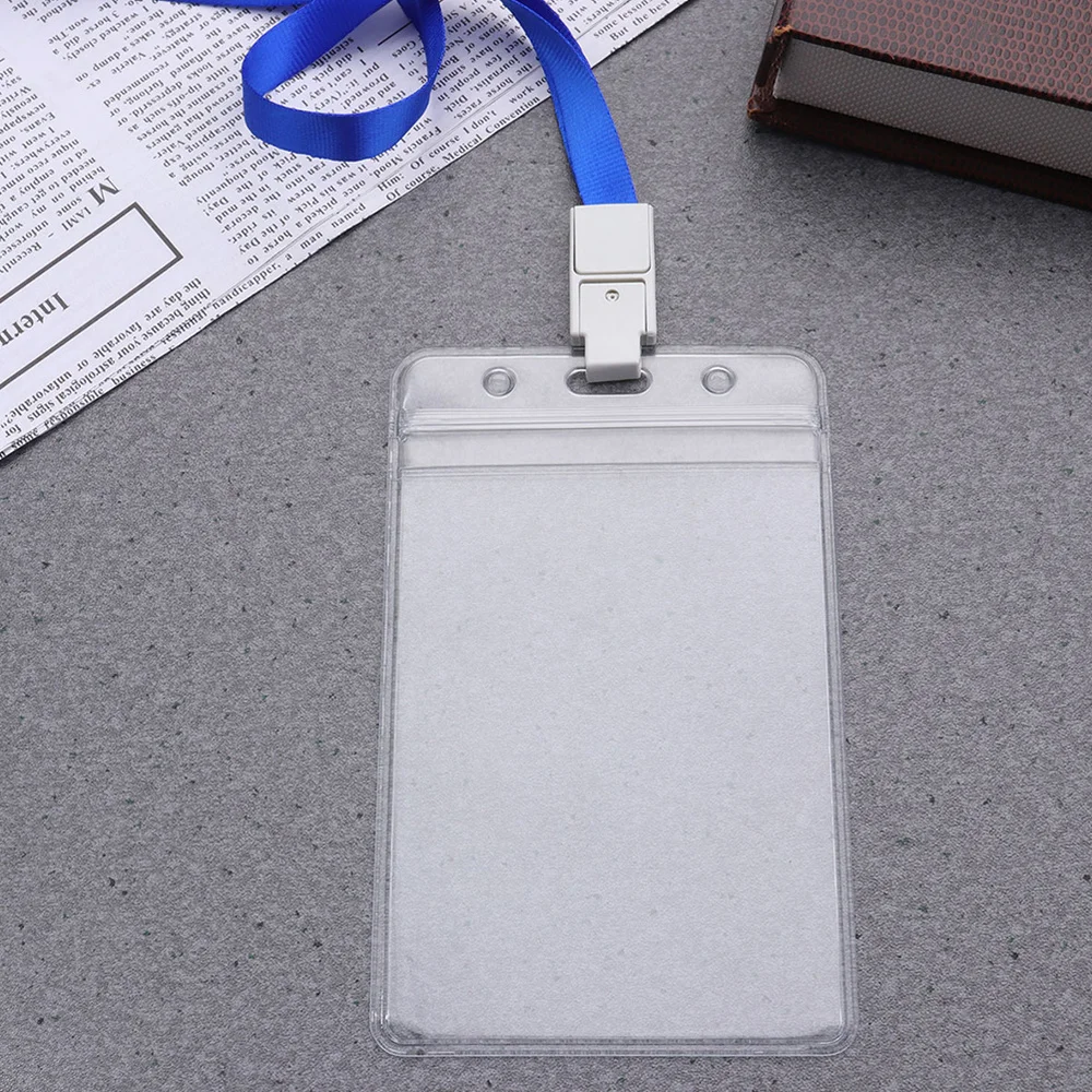 

100Pcs Waterproof PVC ID Badge Holder Transparent Name Tag ID Holder with Metal Clips (Holder and Clips