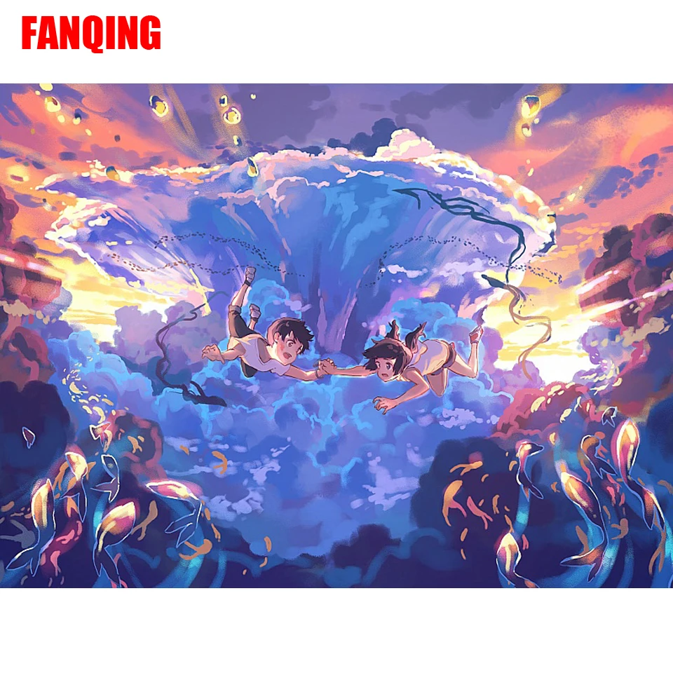 Anime Landscape 5D Diamond Painting Nature Landscape Cross Stitch DIY Gift Mosaic Cartoon Picture Embroidery Artist Home Decor