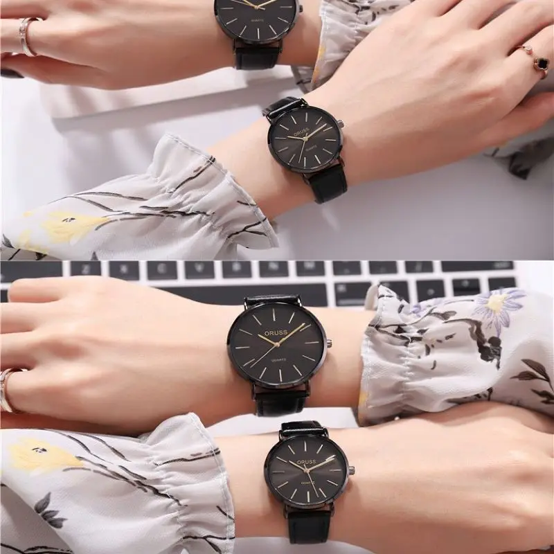 

Men's and Women's Watch Simple Korean Casual Waterproof Female And Male Student All-match Alloy Quartz Leather Couple's Watch
