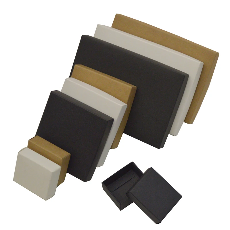 10 шт. маленькие картонные подарочные коробки с крышкой из крафт бумаги белая