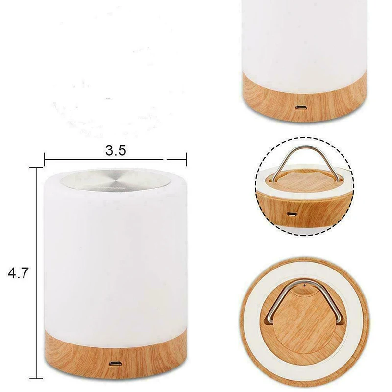 1PC Dimmable LED Colorful Creative Wood Grain Charging Night Light Bedside USB Rechargeable RGB Lamps Lights Smart | Автомобили и