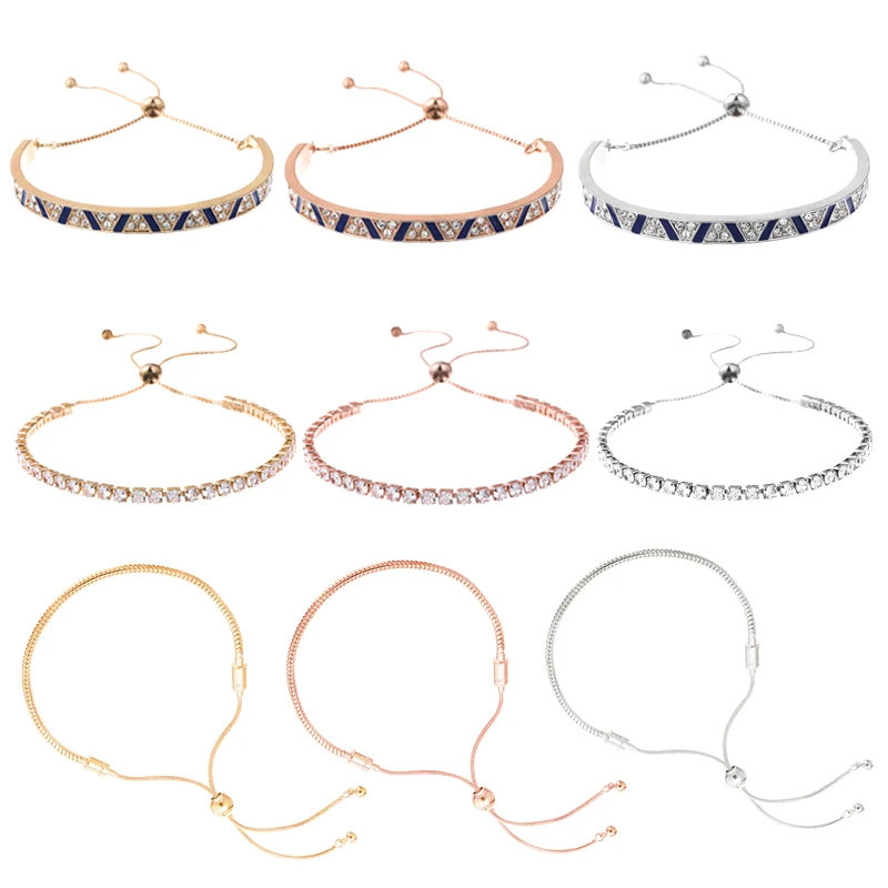 

New Design 3 Colors Adjustable Charm Bracelet With Colored zircon DIY European Style Brand Bracelet For Women Jewelry Gift