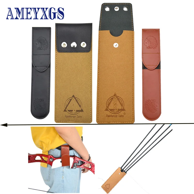 

1Set Archery Waist Bow Sling Recurve/Traditional Bow Waist Quiver Arrow Pouch Carry Leather Waist Stick Outdoor Sports Shooting