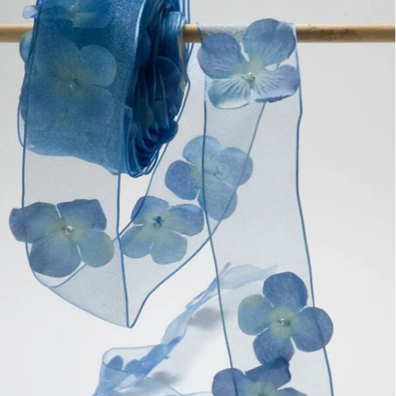 1 ярд лента с цветком из органзы букет Упаковка подарочная оберточная