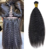 Mongolian Yaki Straight I Tip Microlinks Hair Extensions Human Hair Yaki Bulk Hair 100% Virgin Hair For Women 1g/Pcs 100Pcs/ Set