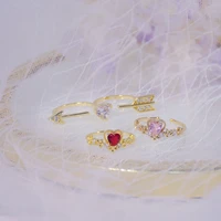 arrow of romantic love double finger ring women adjustable size exquisite color heart shaped zircon wedding jewelry