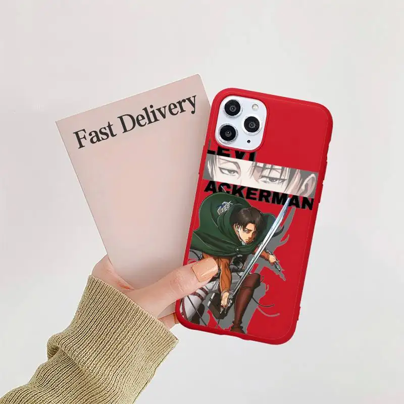 

Anime Japanese attack on Titan Phone Case Candy Color Red for iPhone 11 12 pro XS MAX 8 7 6 6S Plus X 5S SE 2020 XR