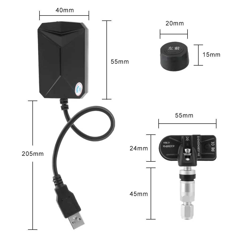 Система мониторинга давления в шинах TPMS с USB и Android дисплеем система сигнализации