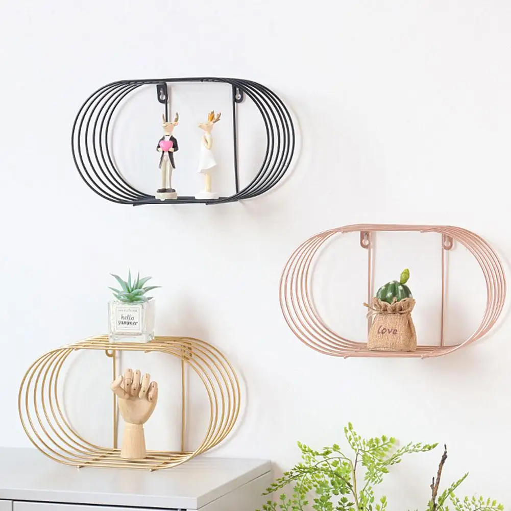 Овальная полка из кованого железа настенная стеллажи для хранения блок