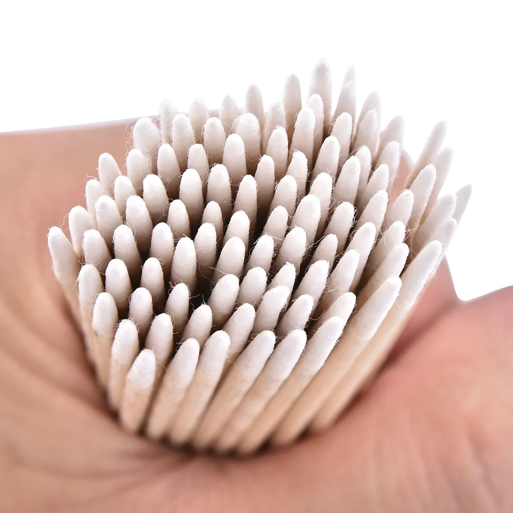 

100 Pc Single-pointed Cotton Swab Medical Ear Care Cleaning Long Wood Cotton Tattooing Eyebrow Mist Swab Eyelash Extension Tool