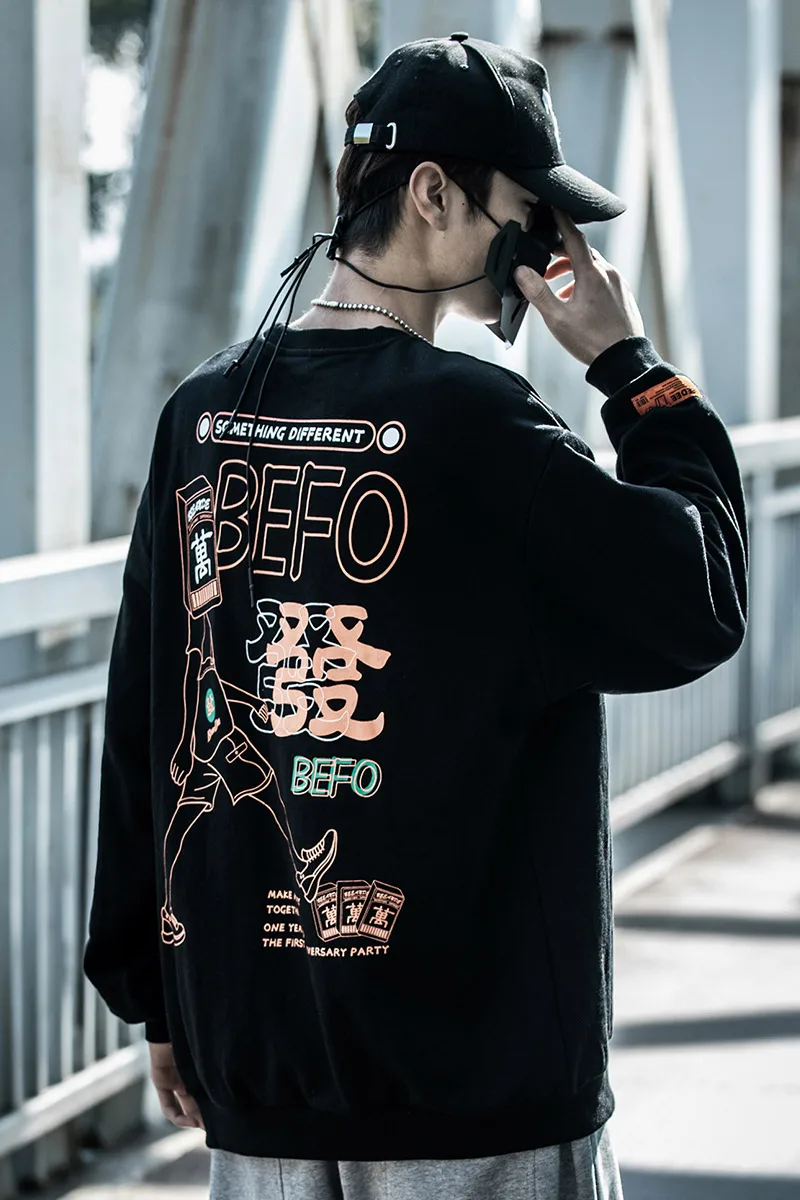 

Crew neck Sweatshirt Hiphop streetwear Chinese style Men's clothes Harajuku oversized Hoodie Cotton Tops Pullover michalkova