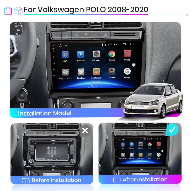 Junsun 2G+32G Android 10.0 для Volkswagen POLO 2008-2020 Автомобильный 2 din Радио Стерео Плеер Bluetooth GPS Навигация Без 2din dvd.
