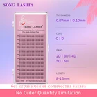 Длинные стебли для наращивания ресниц SONG LASHES 0,07, толщина 0,10 мм, готовые объемные вееры для наращивания ресниц для салона и профессионалов