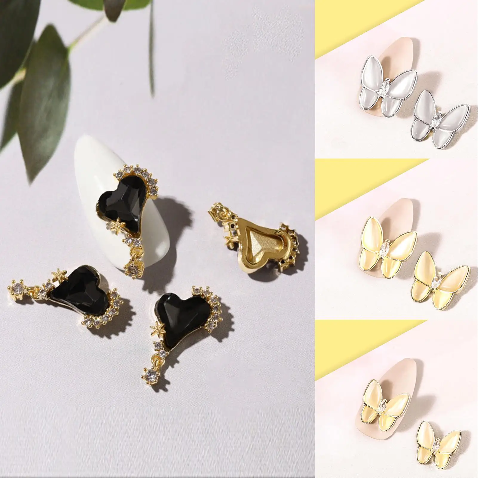 

2Pcs Women Glitter Rhinestone Butterfly Nail Art DIY Decorations Beauty Tool