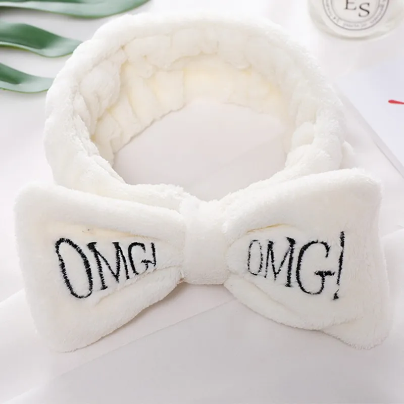 Письмо "OMG" коралловый флис мягкий бант повязки для женщин девочек милый держатель волос повязки для волос аксессуары для волос. w