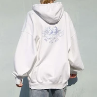 vintage white angel print hoodie women 2020 autumn white cotton long sleeve zipper tops female casual chic streetwear hoodied