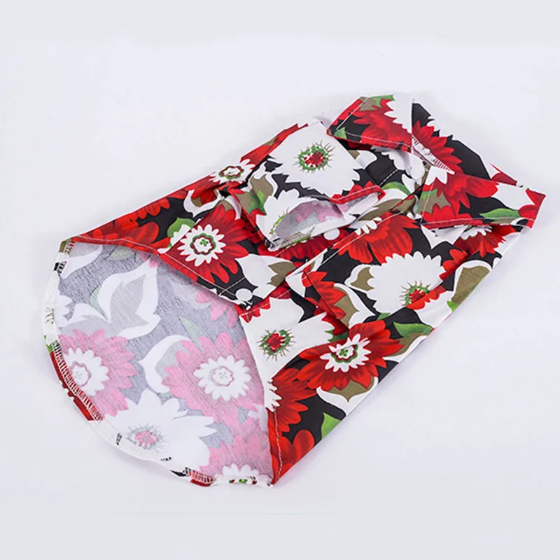 

Summer Dog Shirt Hawaiian Style T-Shirts Flowers Printed Dog Shirts Fashion Polyester Pet Clothes For Small Medium Dogs XS-XXL