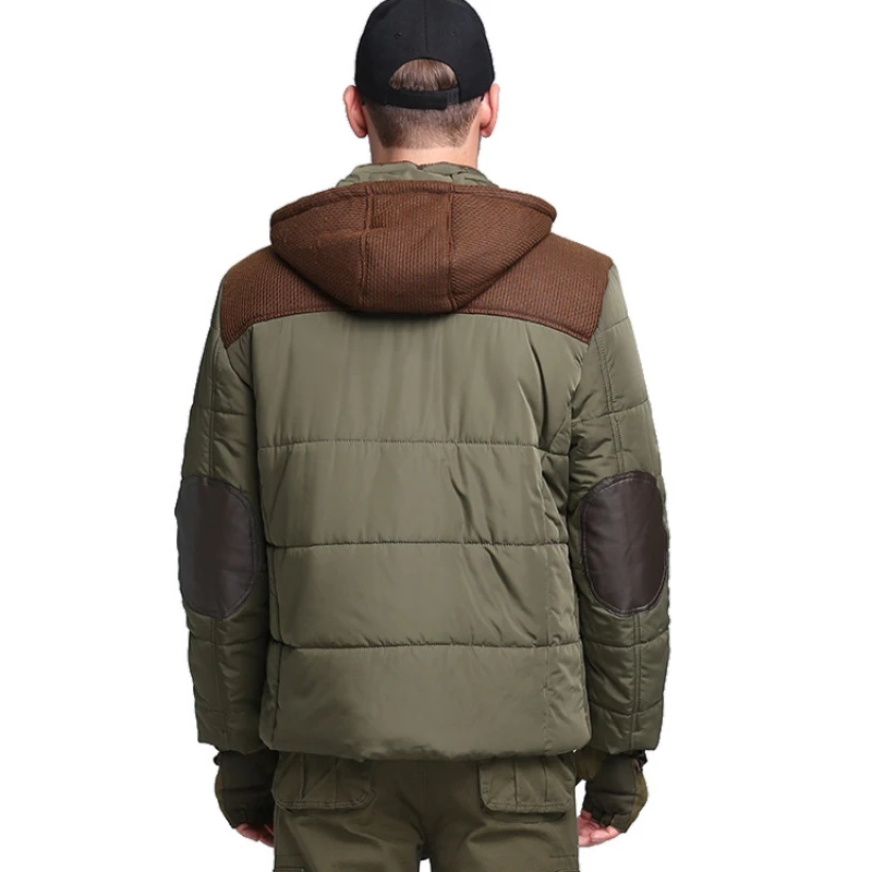 Мужское зимнее уличное пальто армейского зеленого цвета новая утепленная