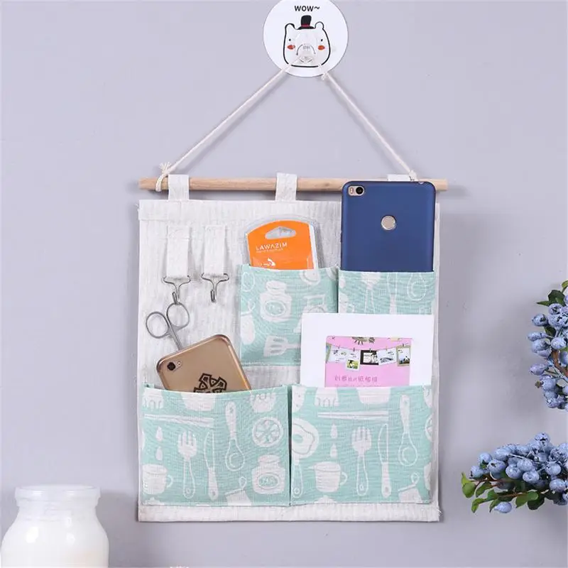 4 кармана хлопок лен на стену подвесные сумки для хранения карман дверь спальня