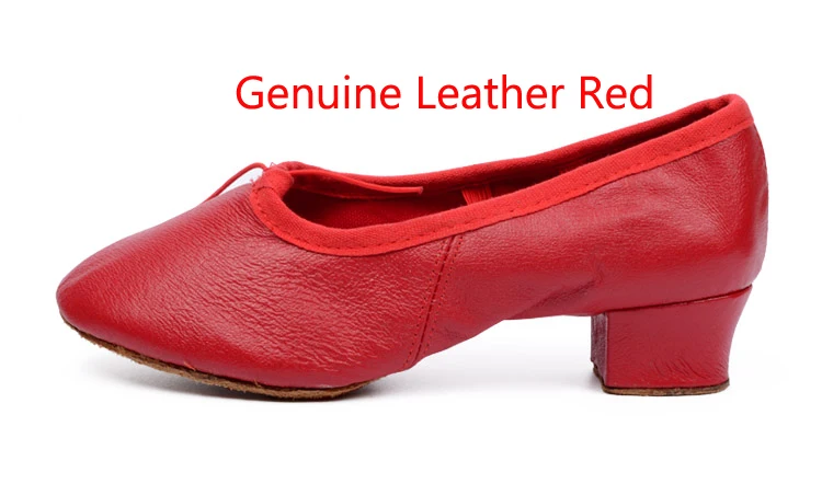 Genuine Leather RD Качественная танцевальная обувь для женщин; кожаная обувь на среднем каблуке для девочек; женские балетки; Танцевальная обувь для танца живота и йоги; обувь для учителя - Цвет: Genuine Leather RD