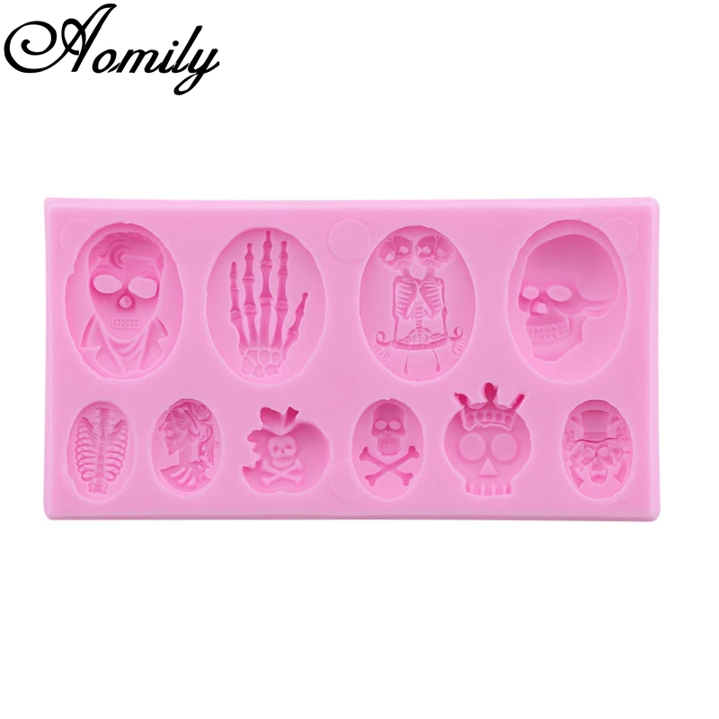 Aomily Хэллоуин Забавный Скелет силиконовые формы шоколада украшения торта