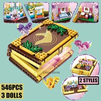 new little horse toys collection book castle in book friends building blocks girls dream toys for children birthday gift kid