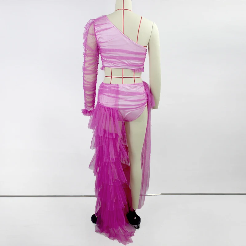 Fuedage Осенний сексуальный комплект из двух предметов Женский сетчатый пышный на