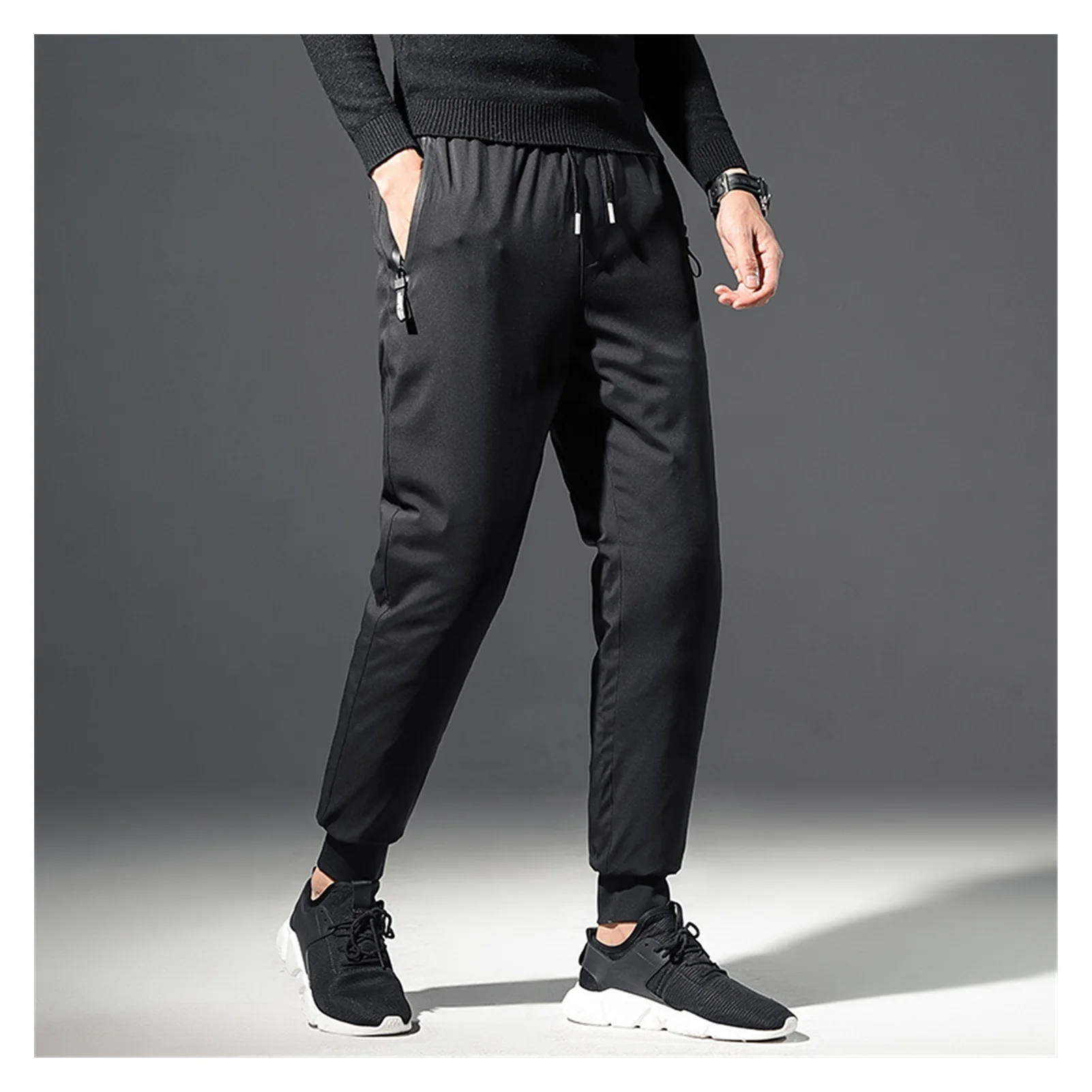 

2021NEW Winter Outdoor Men's Down Pants Plus Size Windbreak Thickening Solid Warm Trousers White Duck Down Straight Trousers