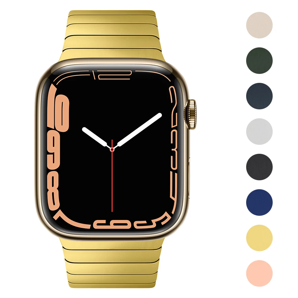 

Stainless Steel Link Bracelet Band - Gold for Apple Watch Series 7 41mm 45mm 6 SE 5 4 3 38mm 40mm 42mm 44mm Wrist Strap