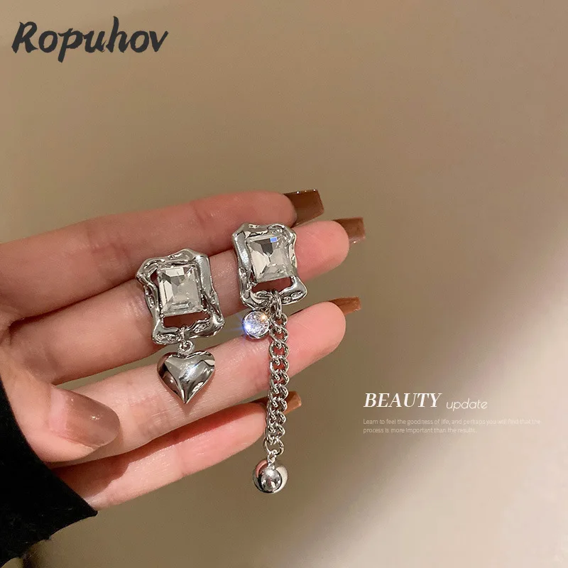 

Новинка 2021, женские асимметричные серьги Ropuhov из серебра 925 пробы с иглами и бриллиантами, серьги в Корейском стиле, рождественский подарок