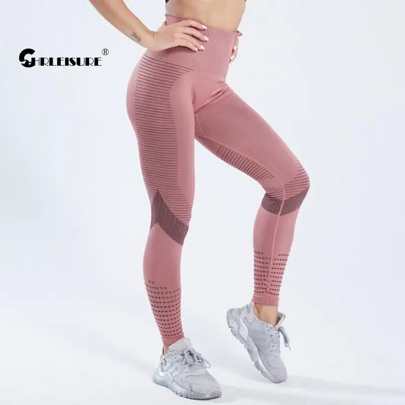 

CHRLEISURE Solid Yoga Leggings Women Hollow Out Breathable Profession Fitness Legging Push Up Female Gym Pants For Women