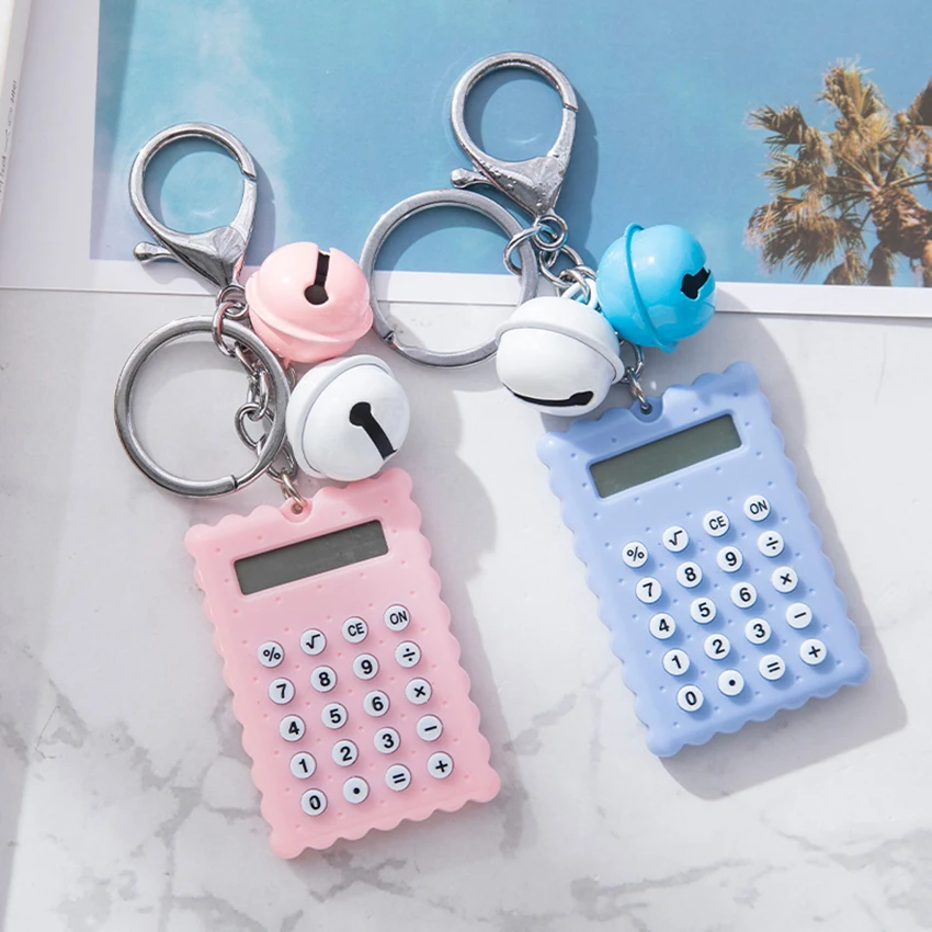 

Mini Calculator with Key Buckle, Portable Cute Cookies Style Key Chain Calculator, Student Pocket Calculator with Bells