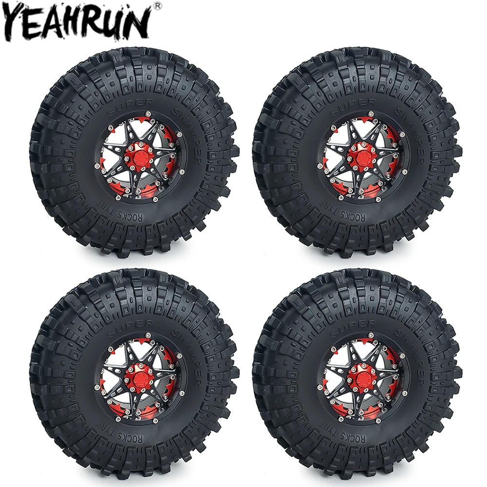 

YEAHRUN 2.2" 1:10 RC Wheels Rims and Rubber Tyre Skin Kit for 1/10 RC Crawler Car Axial Wraith 90018 90048 RR10 Wheel Tires Part