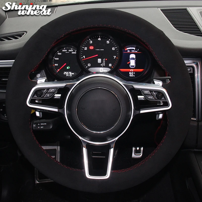 

Black Suede Car Steering Wheel Cover for Porsche Macan Cayenne 2015 2016