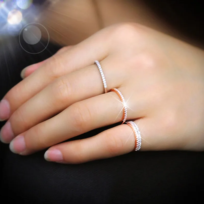 

Fashion new ladies minimalist thin ring wedding shiny cubic zircon high quality tail ring adjustable women's ring jewelry