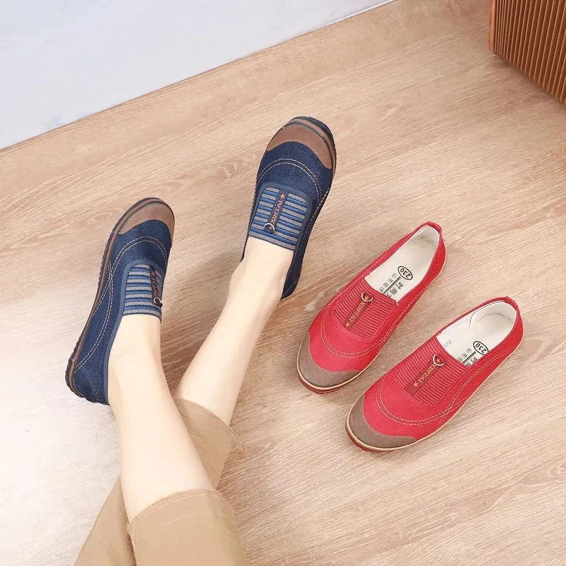 

Women's Flats Casual Vulcanized Canvas Sneakers Mother Non-slip Work Vulcanized Sneakers Comfortable Ladies Shoes