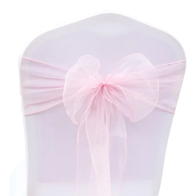 Light Pink Лучшие продажи органзы стул пояса 100 шт./компл. свадебное платье из органзы стул, с закрытой пяткой, с бантом, рисунки в виде для банкета, праздника День рождения украшения - Цвет: Light Pink