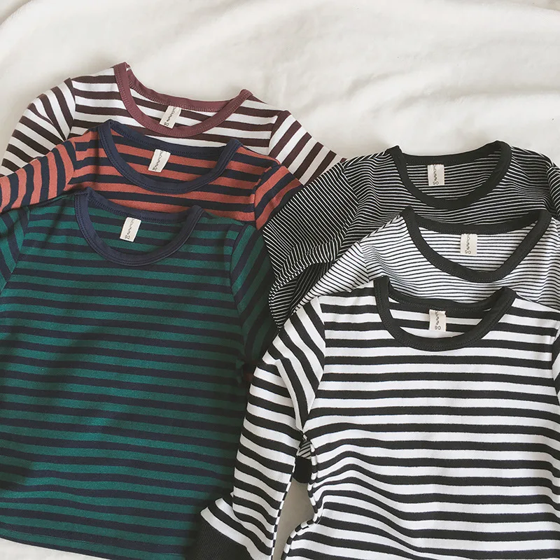 Осенне зимние пижамные комплекты в полоску из чистого хлопка для мальчиков и