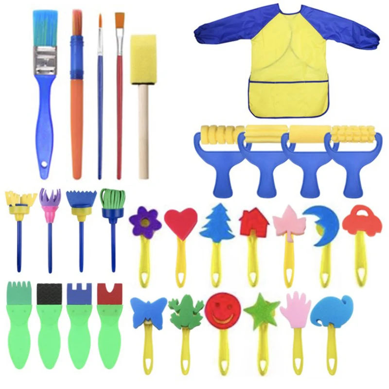42pcs/set DIY Art Painted Sponge Brushes and Apron Cloth Colorful Early Educational Graffiti Drawing Seal Painting Art Material
42pcs/set DIY Art Painted Sponge Brushes and Apron Cloth Colorful Early Educational Graffiti Drawing Seal Painting Art Material
