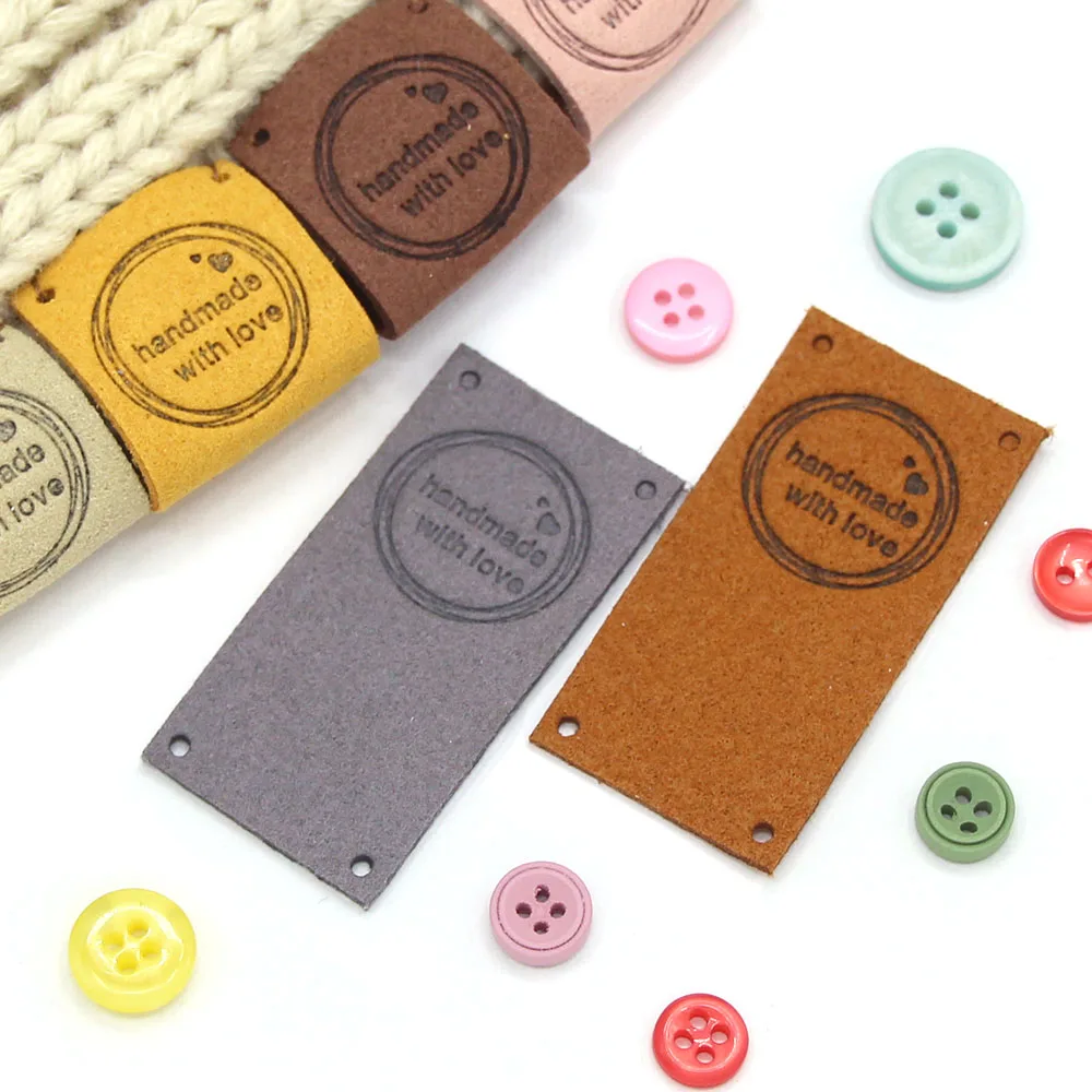 20Pcs Labels Tags Handmade Label Leather For Knitting Hats Hand Made With Love Sewing Accessories Gift Decor 2.5x5CM | Дом и сад