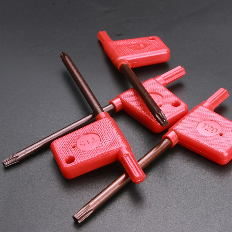 

10pcs T5 T6 T7 T8 T9 T10 T15 T20 Screw key red flag keys of clubs wrench Plum hexagonal wrench for cnc machine parts
