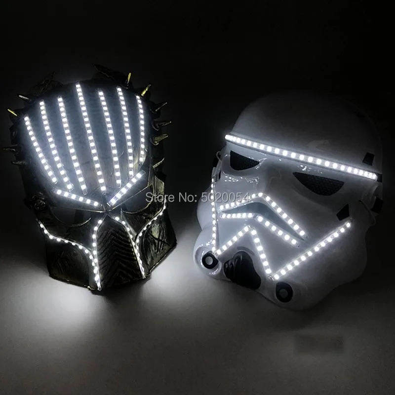 Женская японская маска унисекс светящаяся светодиодная Карнавальная страшная