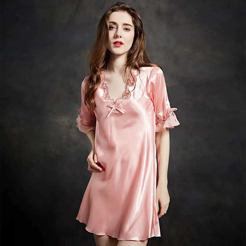 Ночные рубашки SeeBest Женская Летняя шелковая тонкая одежда для сна из