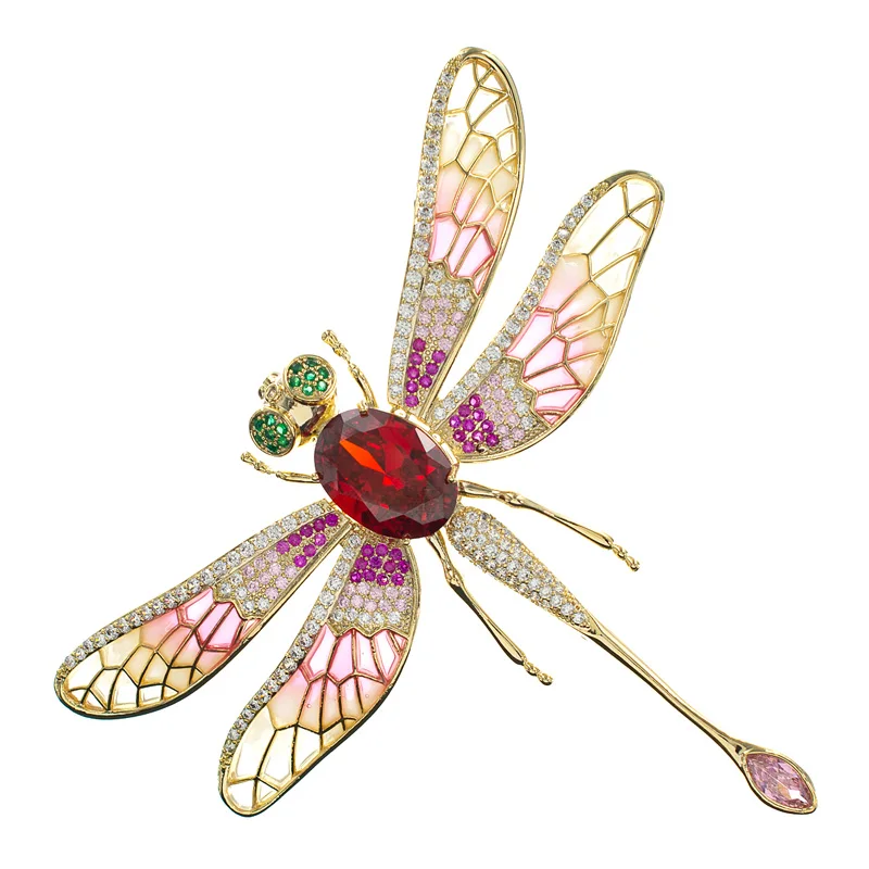 Брошь в виде большой Стрекозы с кубическим цирконием брошь Женские Ювелирные
