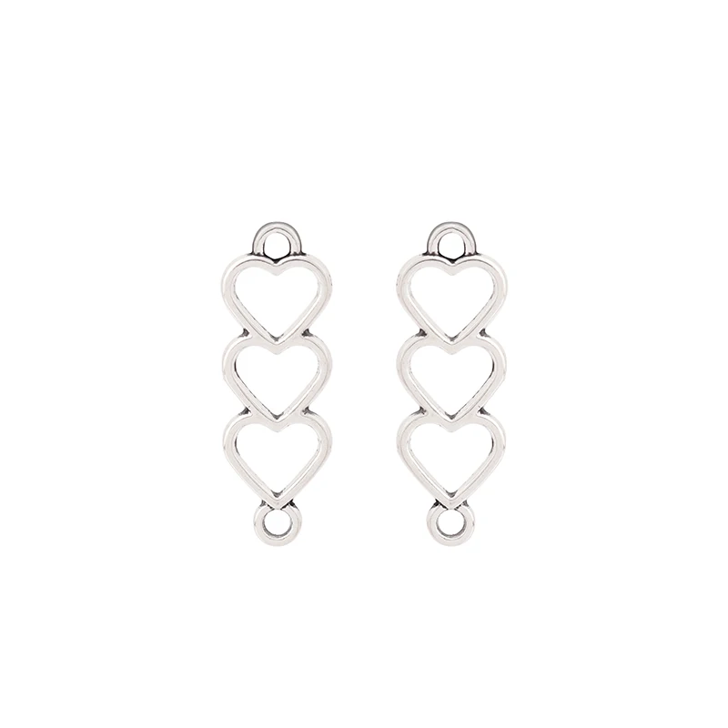 

ZXZ 20pcs Tibetan Silver Heart Connector Charms for Bracelet Jewelry Making Findings 24x8mm