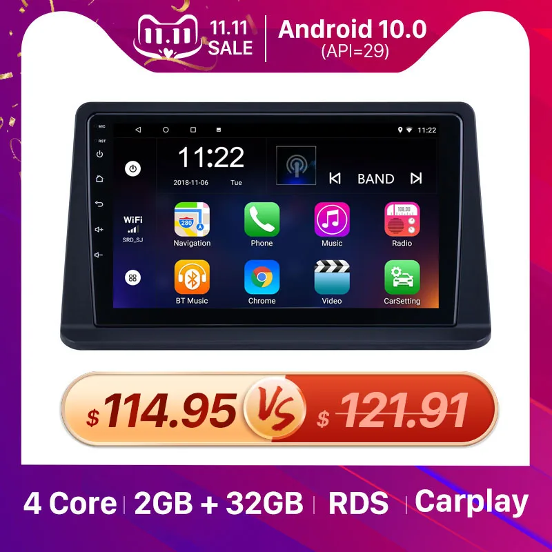 Автомобильный мультимедийный плеер Seicane Магнитола на Android 10 0 с GPS для Mitsubishi Pajero Gen2