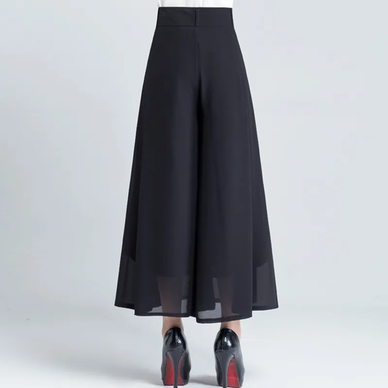 Новинка шифоновые широкие штаны модные повседневные свободные женские черные до