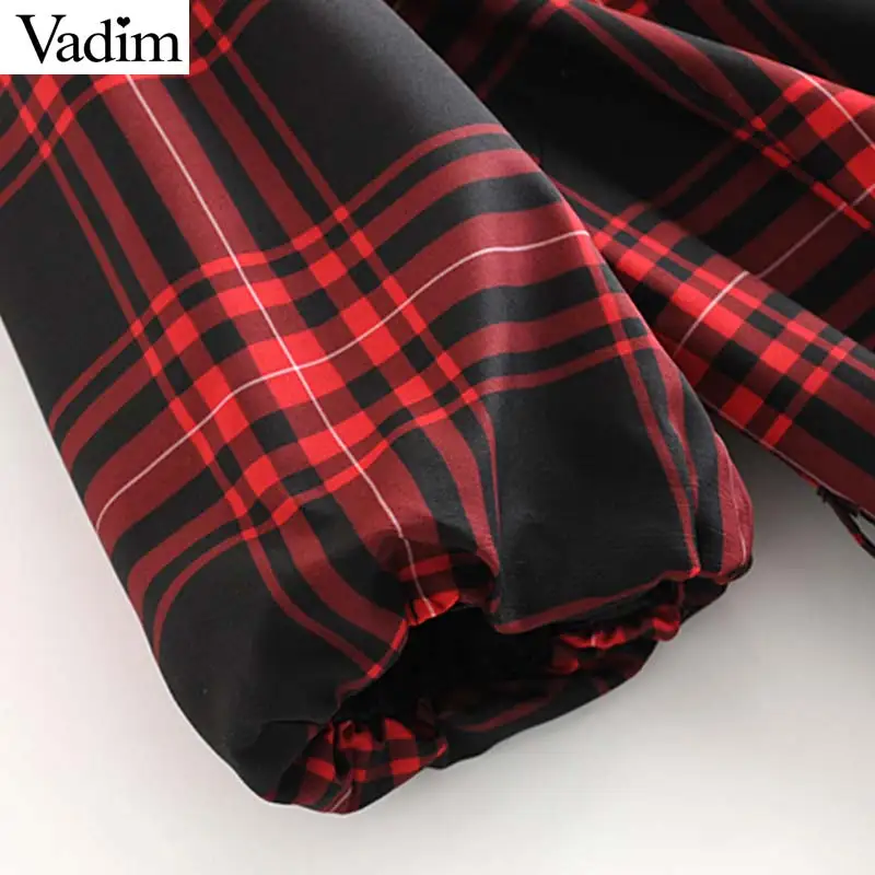 Vadim женское Ретро клетчатое платье мини ремень дизайн сбоку на молнии с короткими рукавами женские повседневные винтажные платья шикарные vestidos QC684